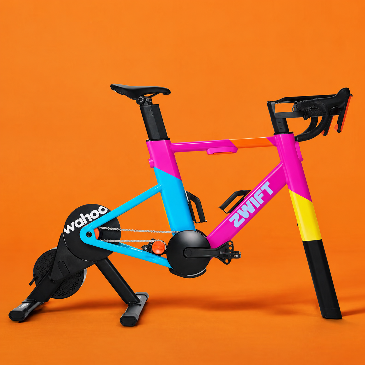 Zwift Ride Special Edition colourful smart frame with Wahoo trainer